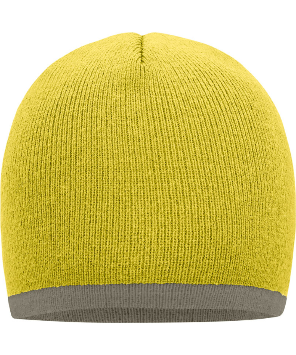 Myrtle Beach | MB 7584 Knitted Beanie with contrasting Stripes
