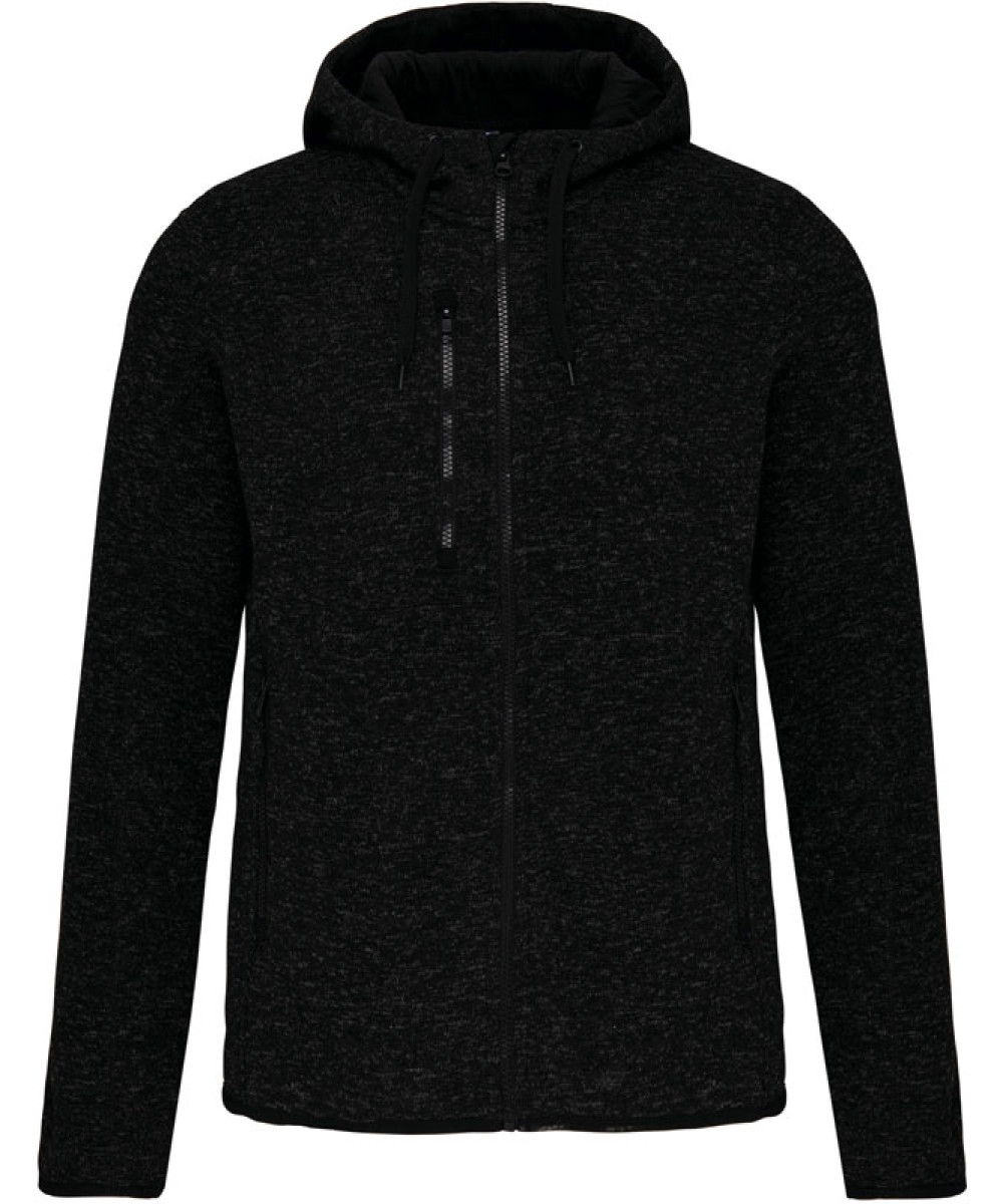 Kariban ProAct | PA365 Mens  Melange Knitted Hooded Fleece Jacket