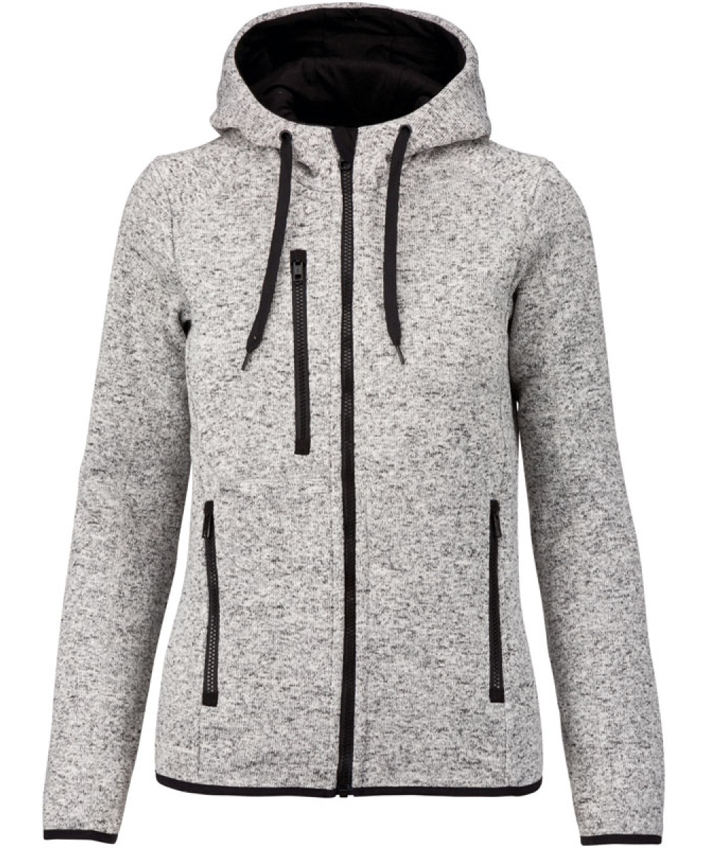 Kariban ProAct | PA366 Ladies Melange  Knitted Hooded Fleece Jacket