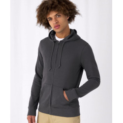 B&C | Inspire Zipped Hood Férfi Kapucnis Pulóver asphalt M - Outlet Ajánlat