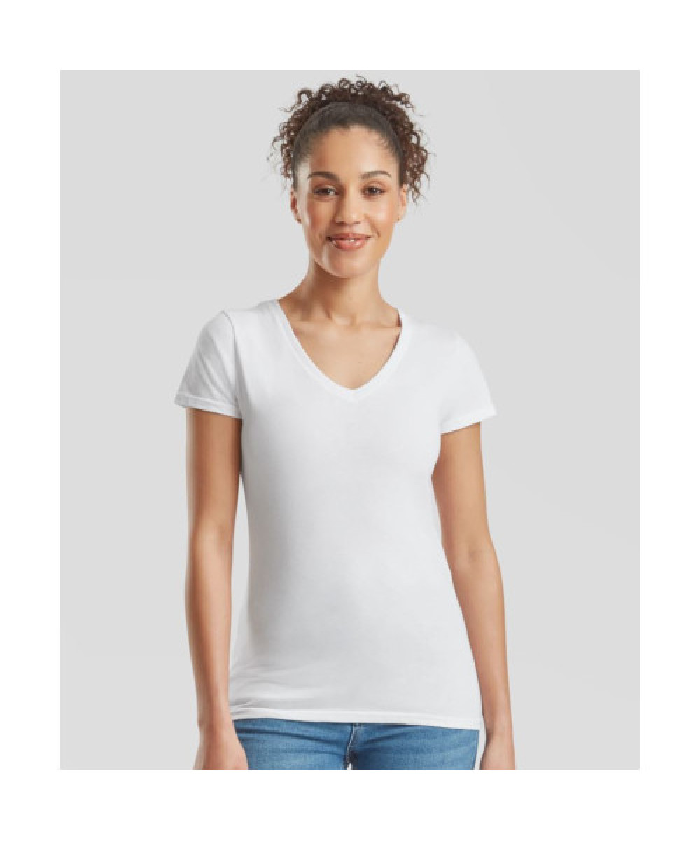 Fruit of the Loom | Lady-Fit Valueweight V-nyakú női póló white L – Outlet ajánlat