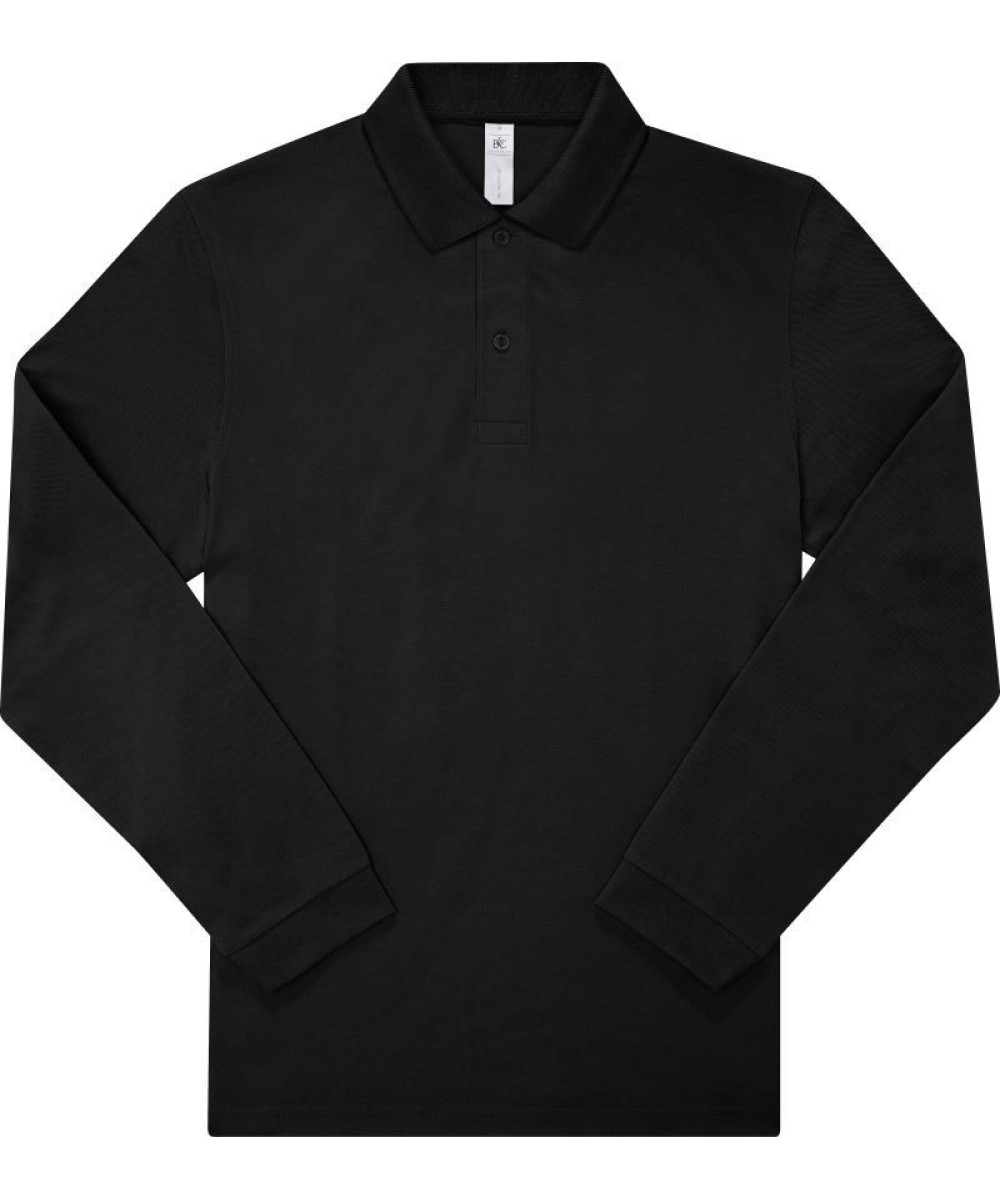 B&C | My Polo 180 LSL hosszú ujjú galléros póló black L – Outlet ajánlat