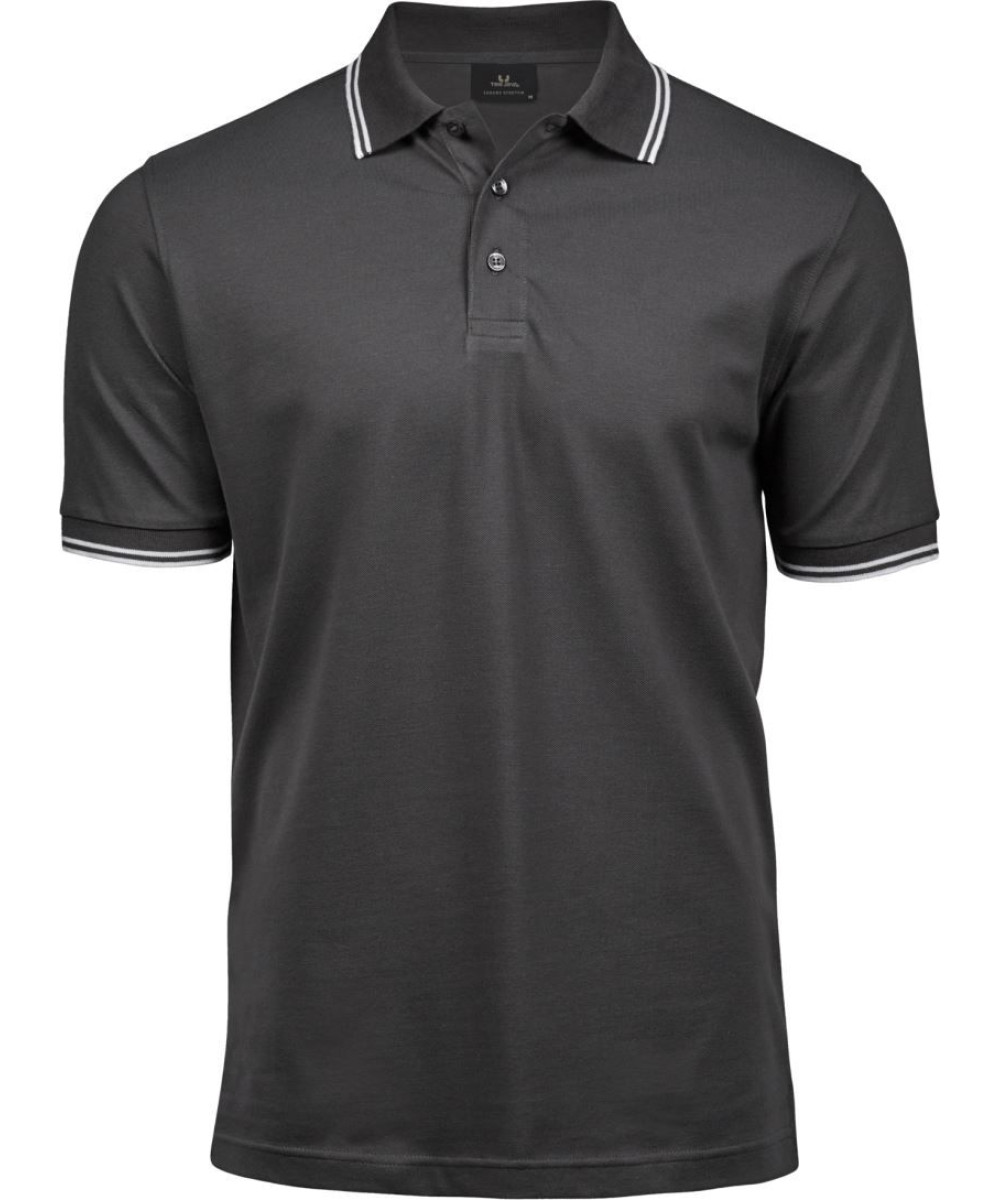 Tee Jays | 1407 férfi stretch galléros póló dark grey/white L – Outlet ajánlat