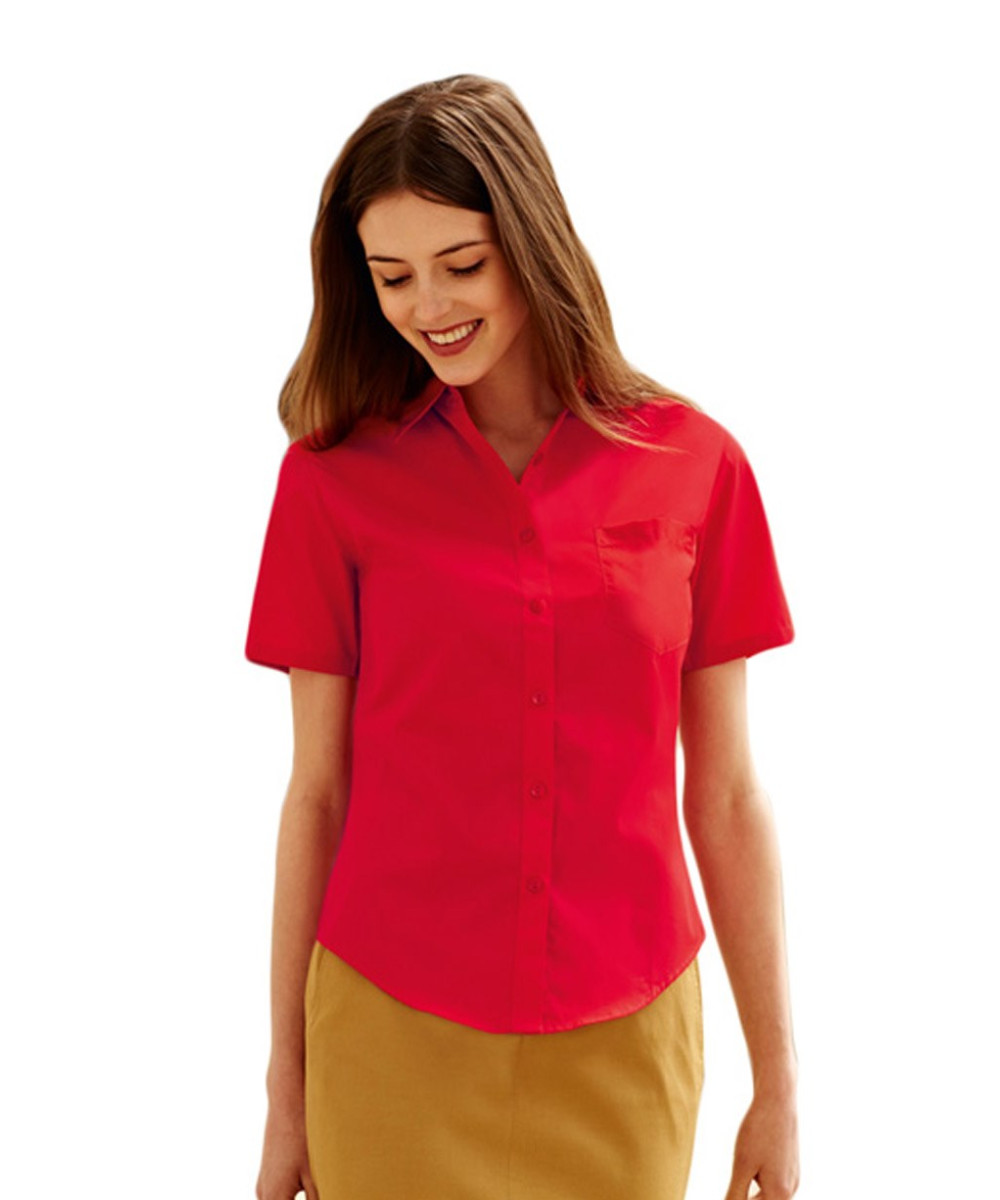 F.O.L. | Lady-Fit Poplin Shirt SSL Poplin Blouse short-sleeve