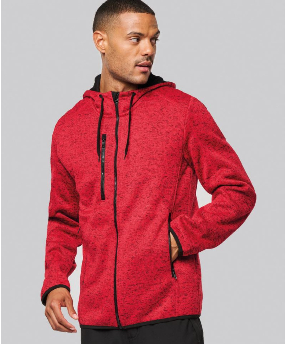 Kariban ProAct | PA365 Mens  Melange Knitted Hooded Fleece Jacket