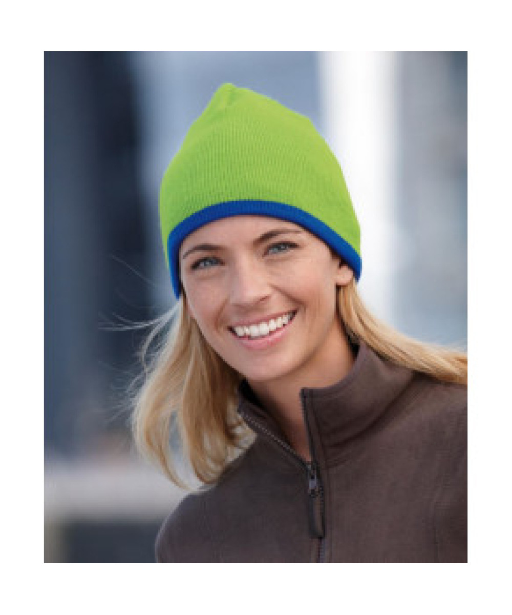 Myrtle Beach | MB 7584 Knitted Beanie with contrasting Stripes